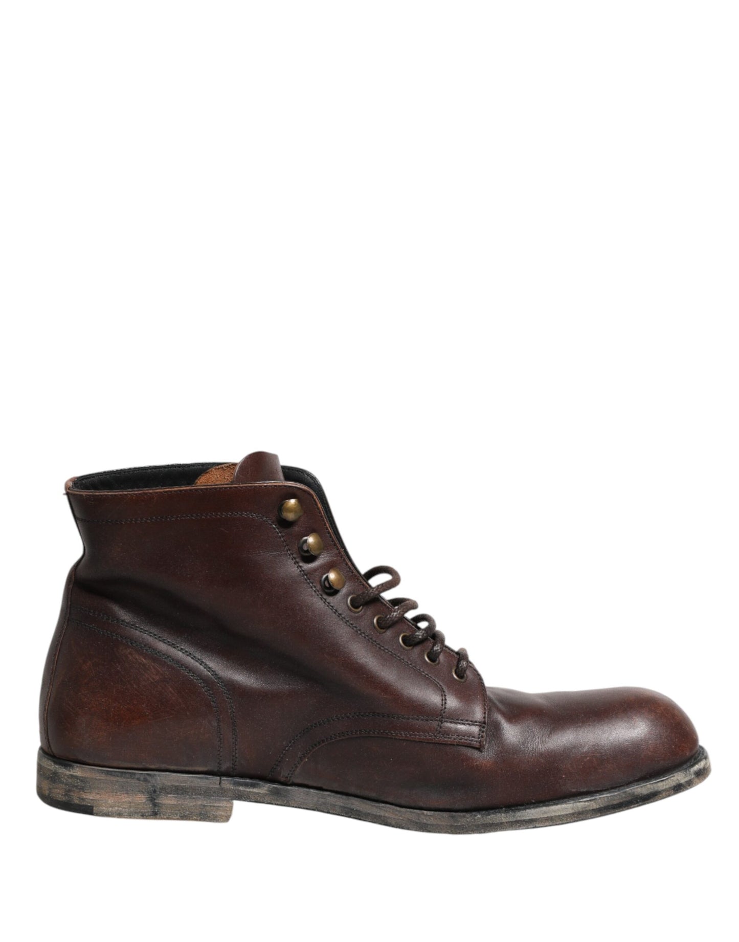 Dolce & Gabbana Brown Lace Up Short Ankle Boots for Men