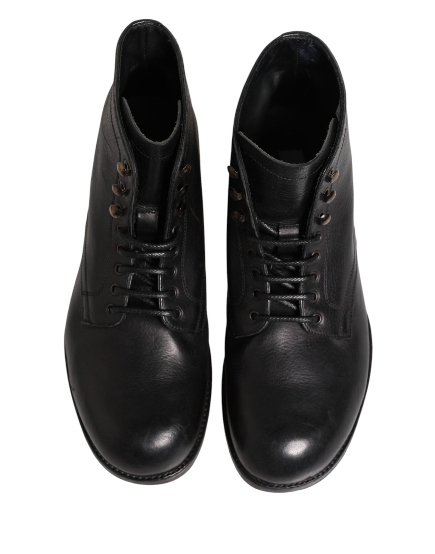 Dolce & Gabbana Black Lace Up Short Ankle Boots for Men