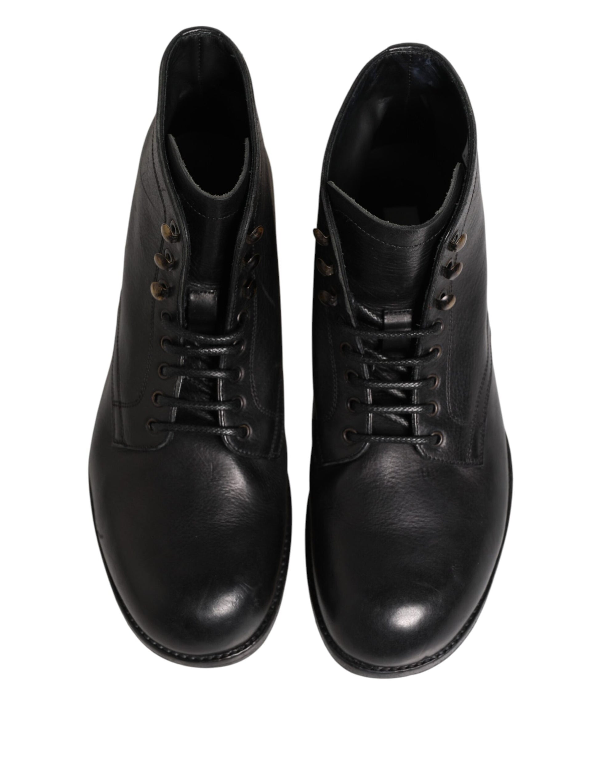 Dolce & Gabbana Black Lace Up Short Ankle Boots for Men
