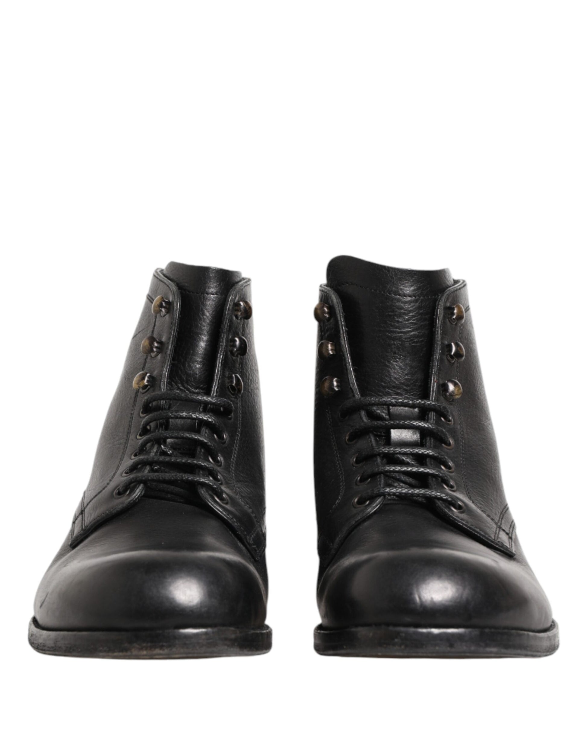 Dolce & Gabbana Black Lace Up Short Ankle Boots for Men