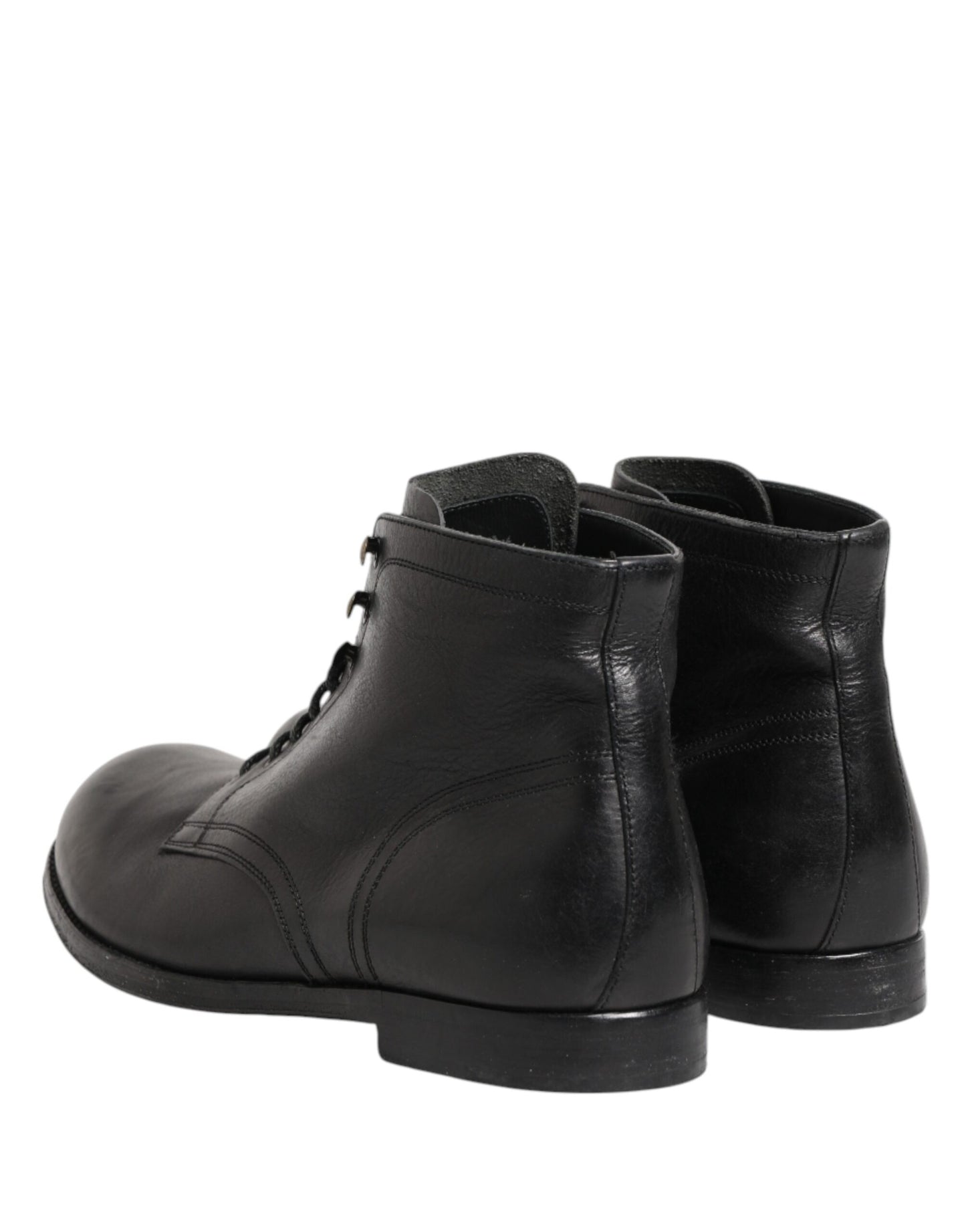 Dolce & Gabbana Black Lace Up Short Ankle Boots for Men