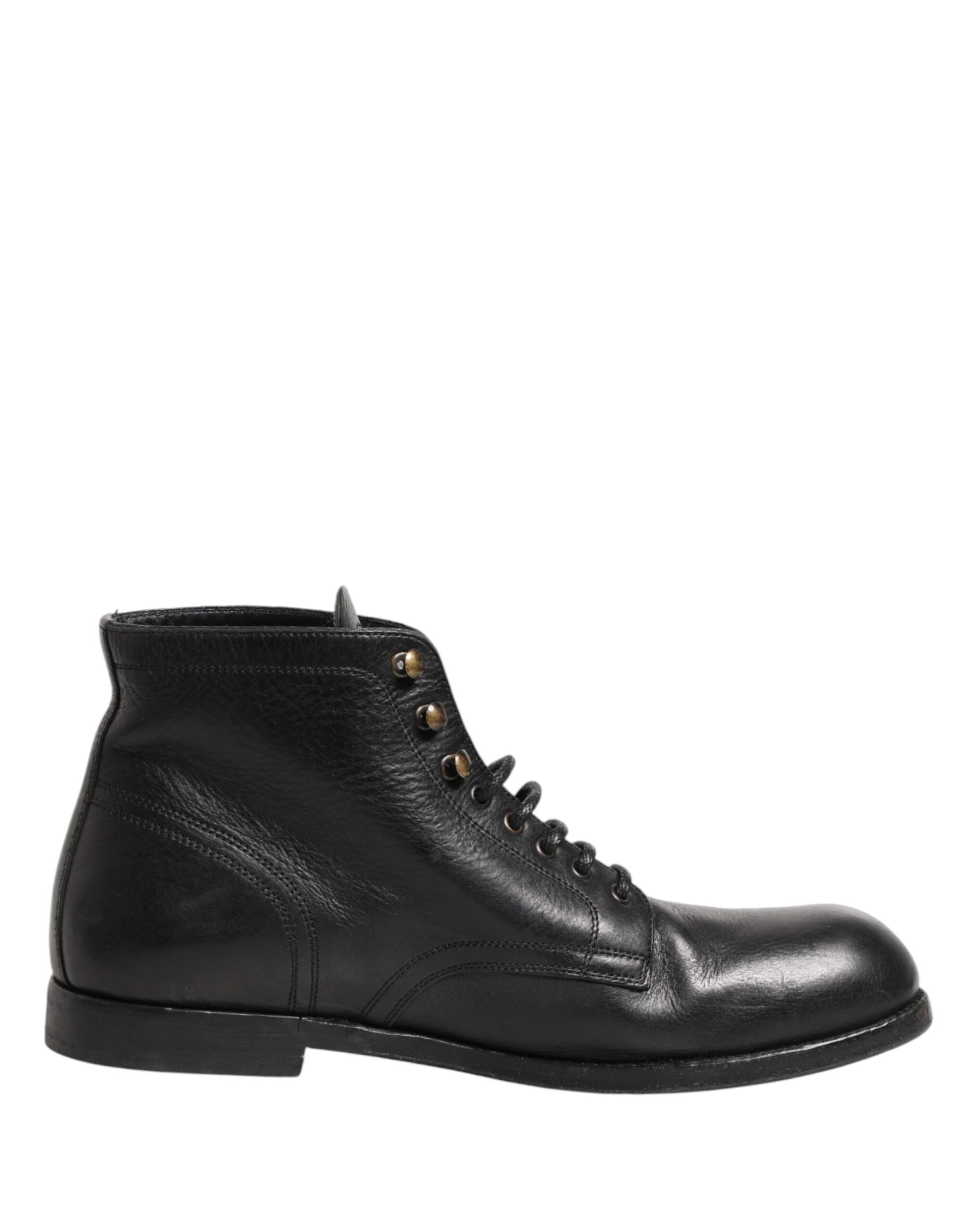 Dolce & Gabbana Black Lace Up Short Ankle Boots for Men