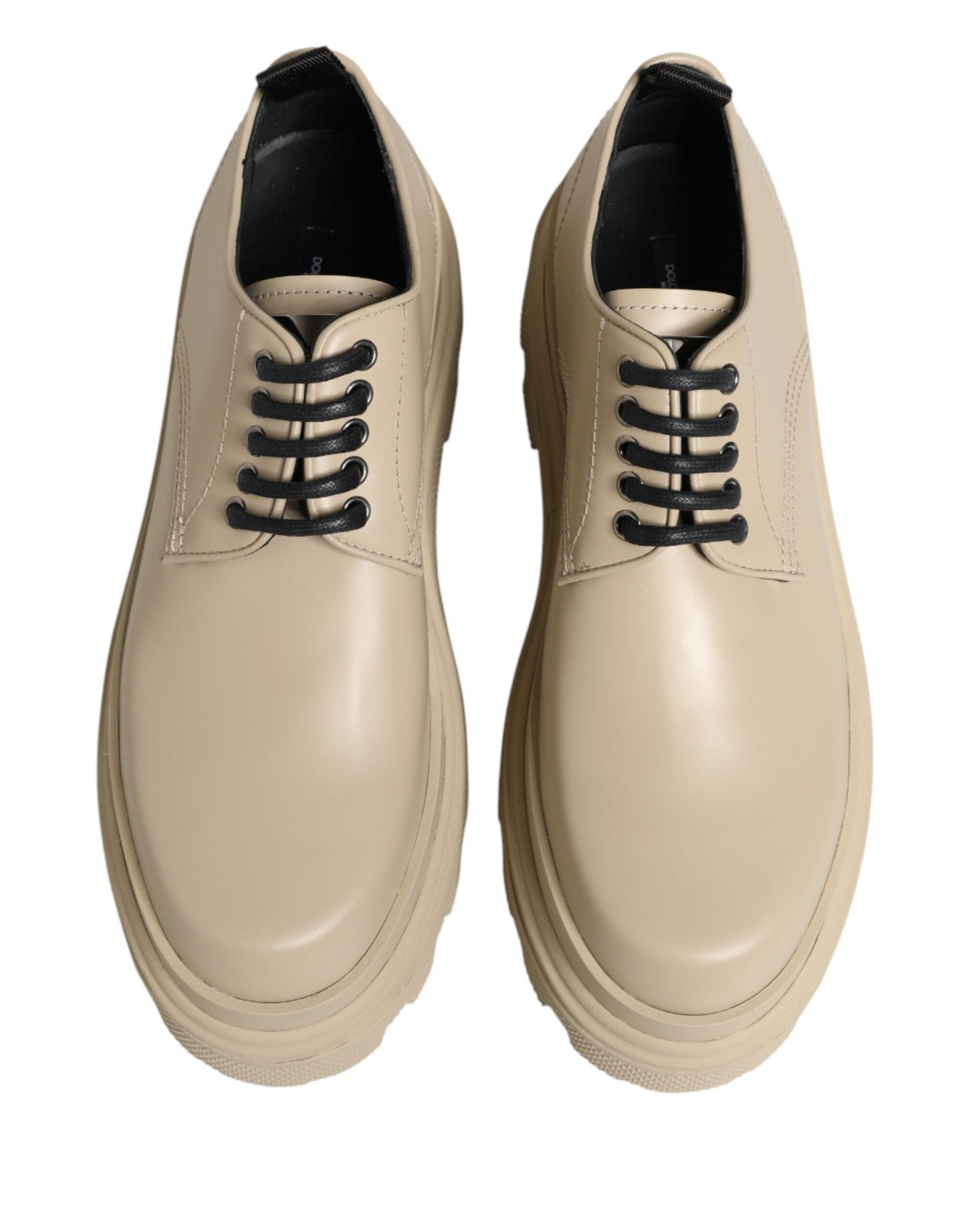 Dolce & Gabbana Beige Lace Up Trekking Derby Men Dress Shoes