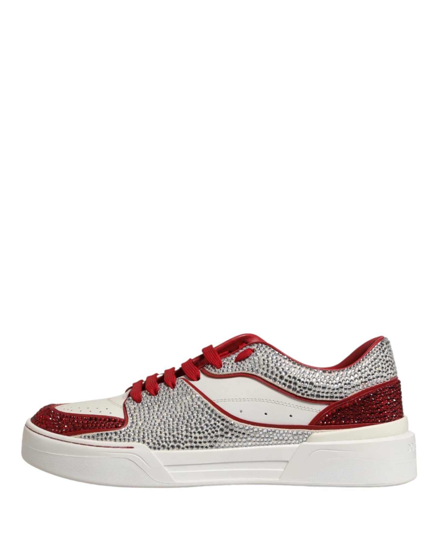 Dolce & Gabbana White Red Rhinestone Embellished Sneakers