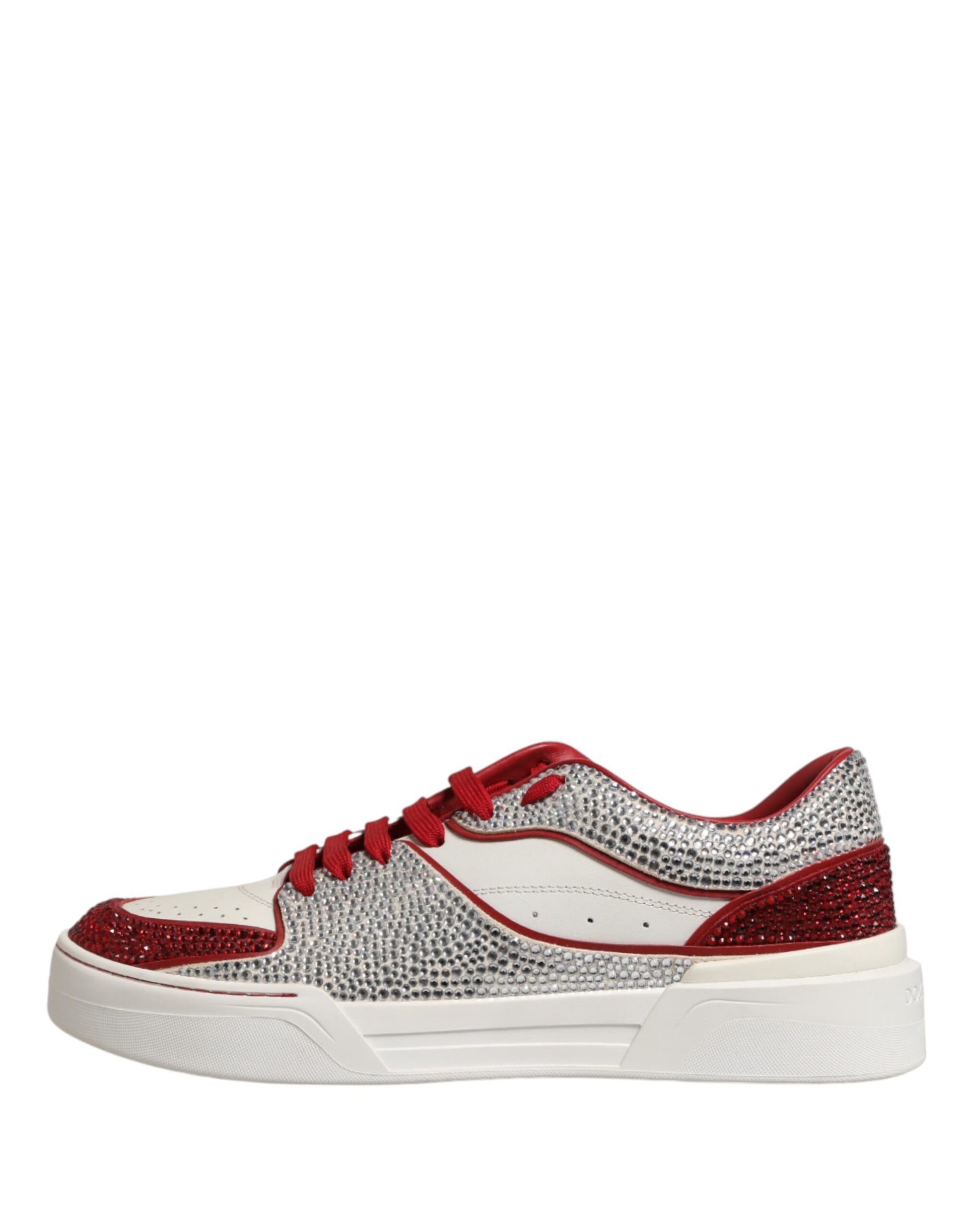 Dolce & Gabbana White Red Rhinestone Embellished Sneakers