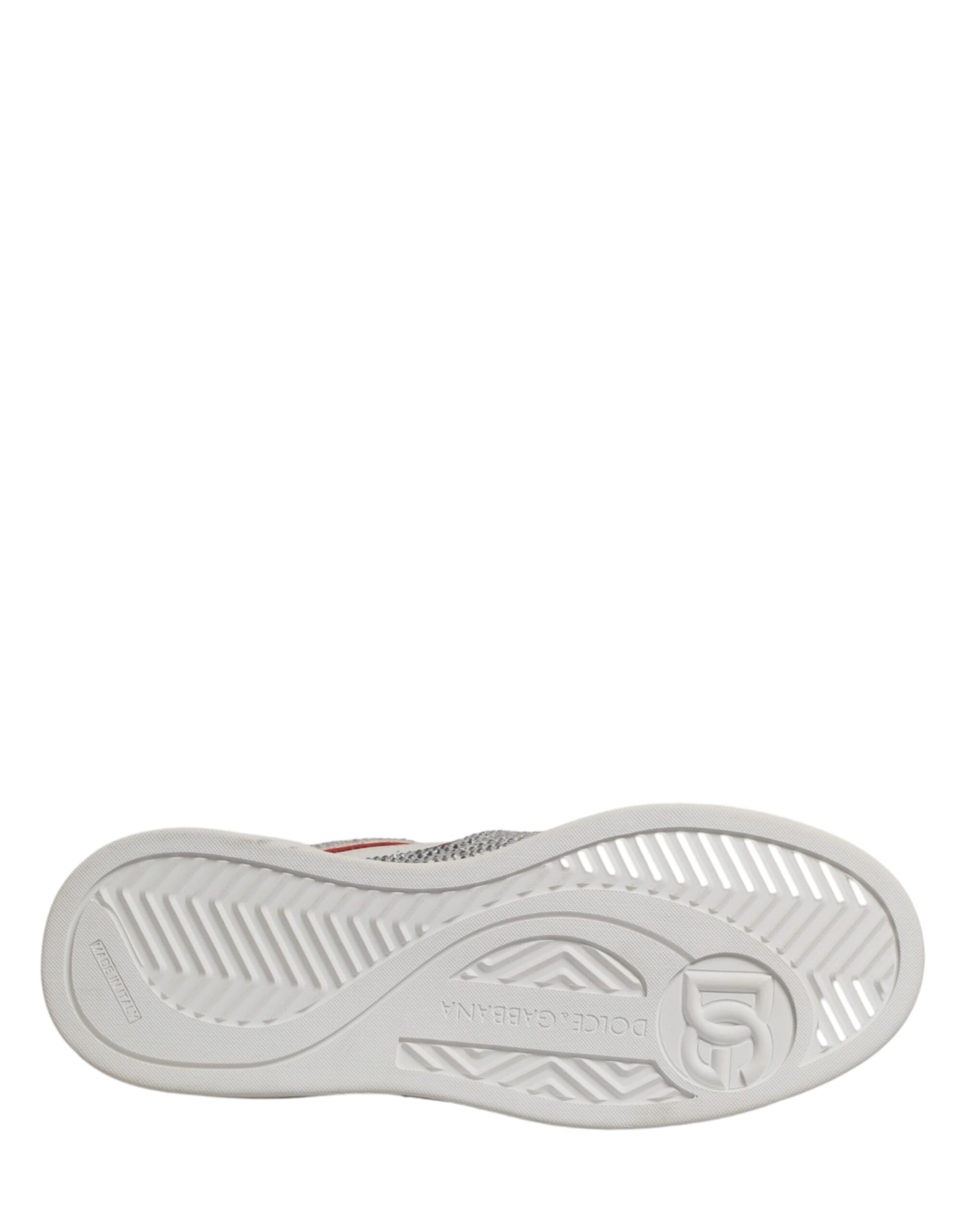 Dolce & Gabbana White Red Rhinestone Embellished Sneakers