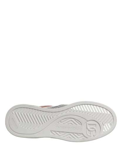 Dolce & Gabbana White Red Rhinestone Embellished Sneakers