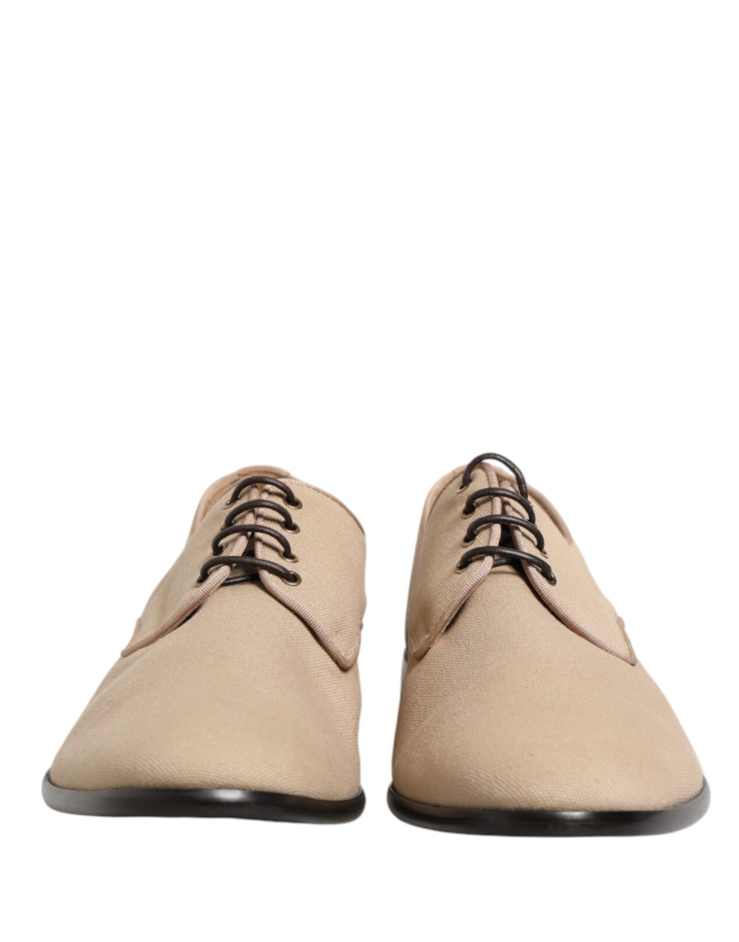 Dolce & Gabbana Beige Canvas Derby Lace Up Dress Shoes for Men