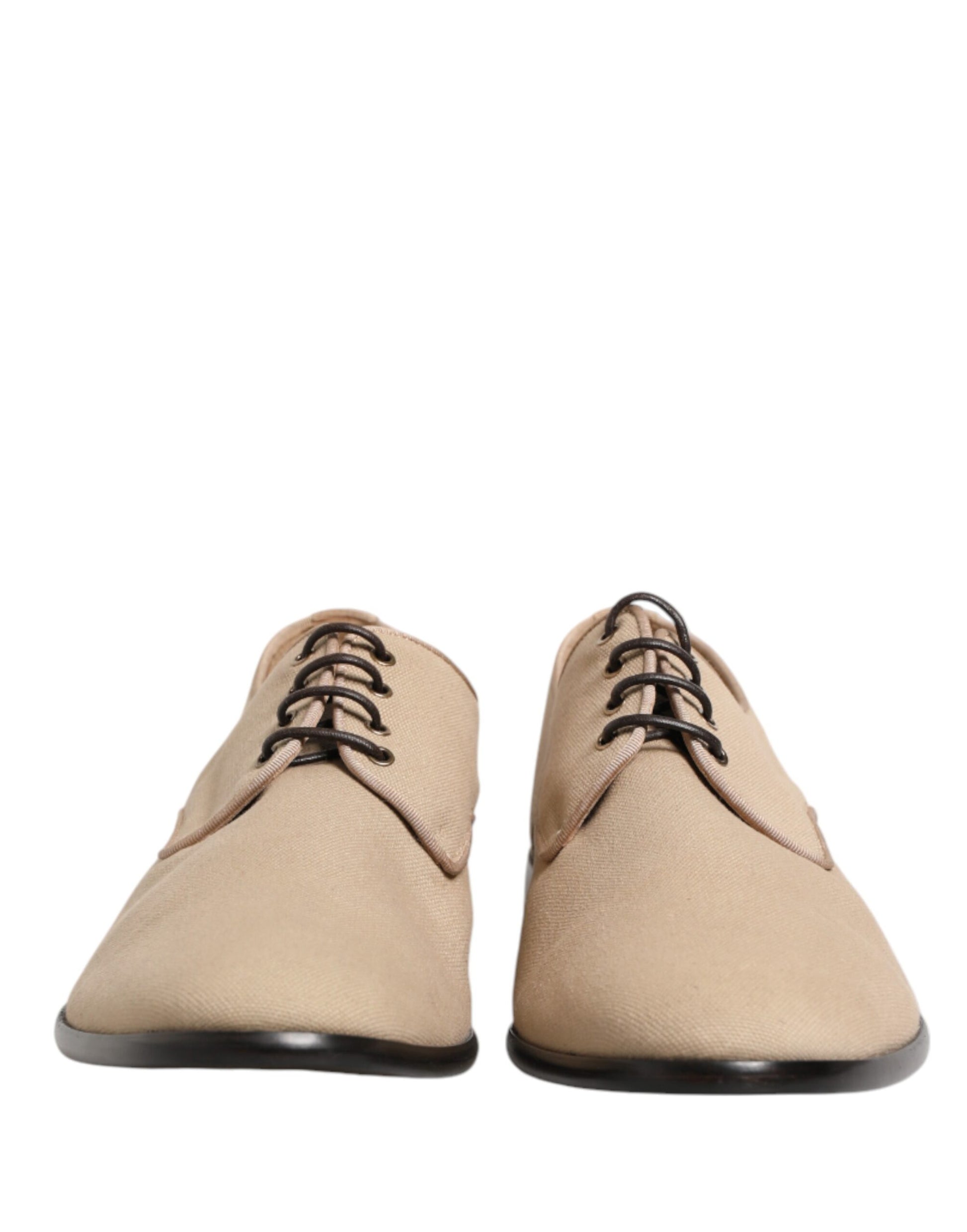 Dolce & Gabbana Beige Canvas Derby Lace Up Dress Shoes for Men
