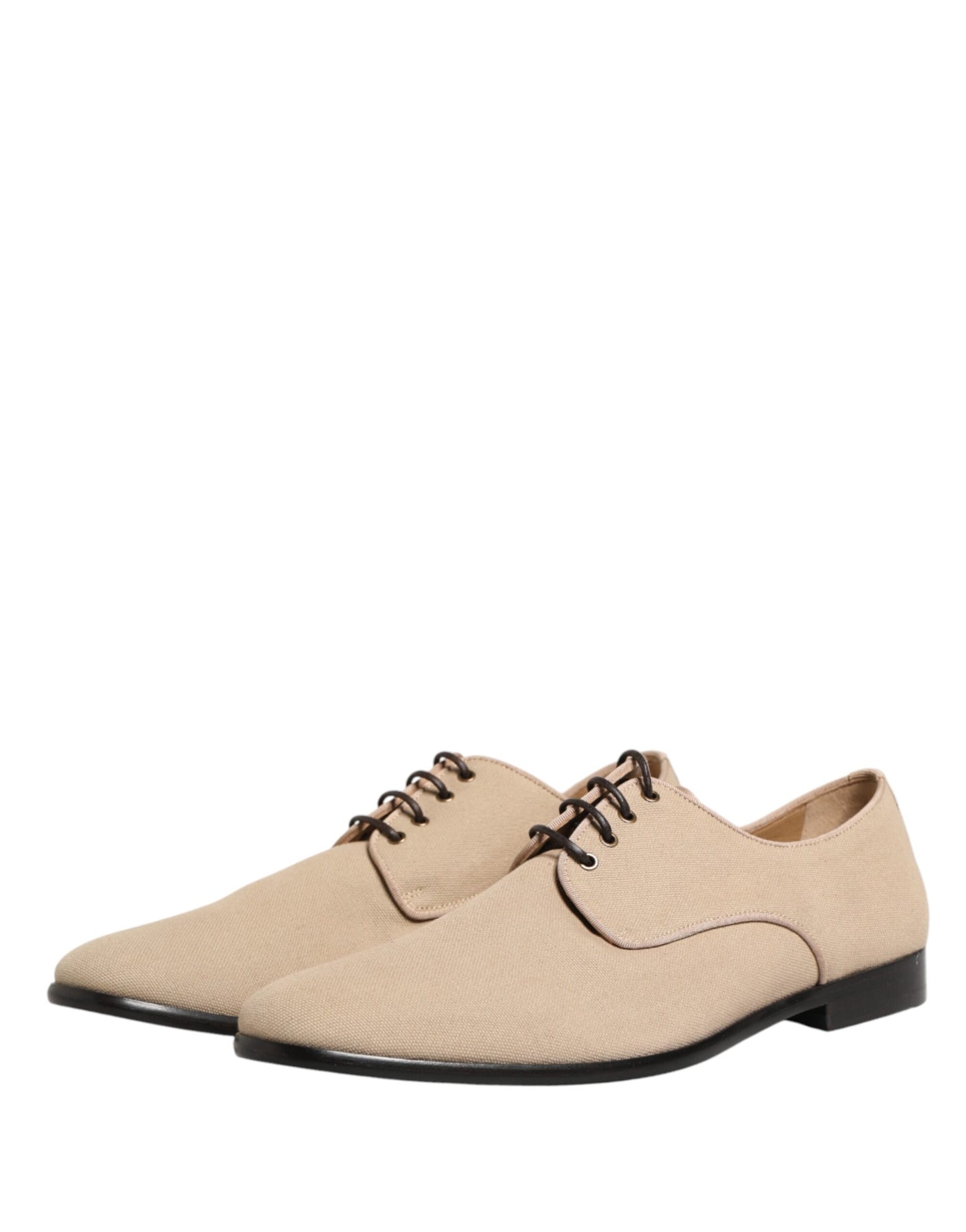 Dolce & Gabbana Beige Canvas Derby Lace Up Dress Shoes for Men