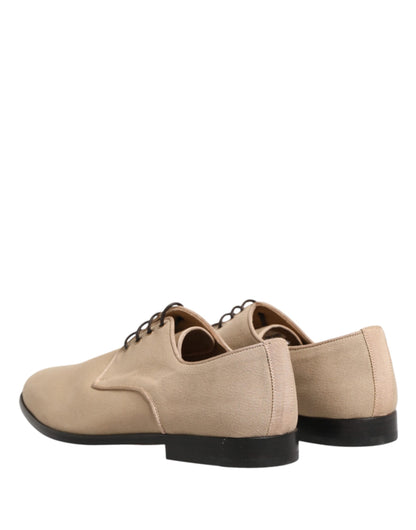 Dolce & Gabbana Beige Canvas Derby Lace Up Dress Shoes for Men