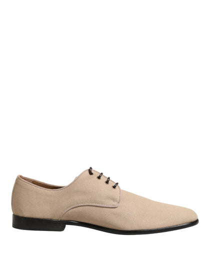 Dolce & Gabbana Beige Canvas Derby Lace Up Dress Shoes for Men