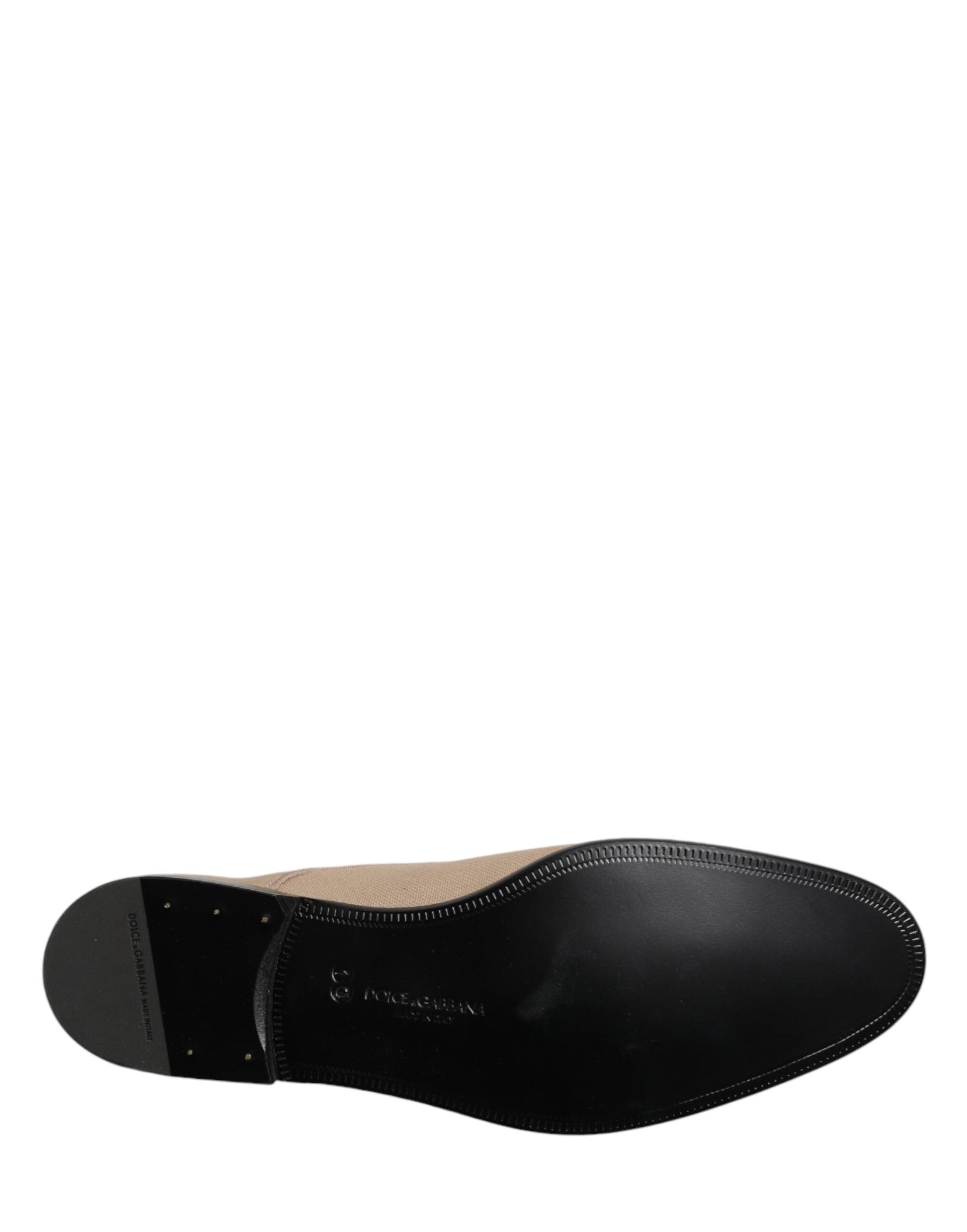 Dolce & Gabbana Beige Canvas Derby Lace Up Dress Shoes for Men