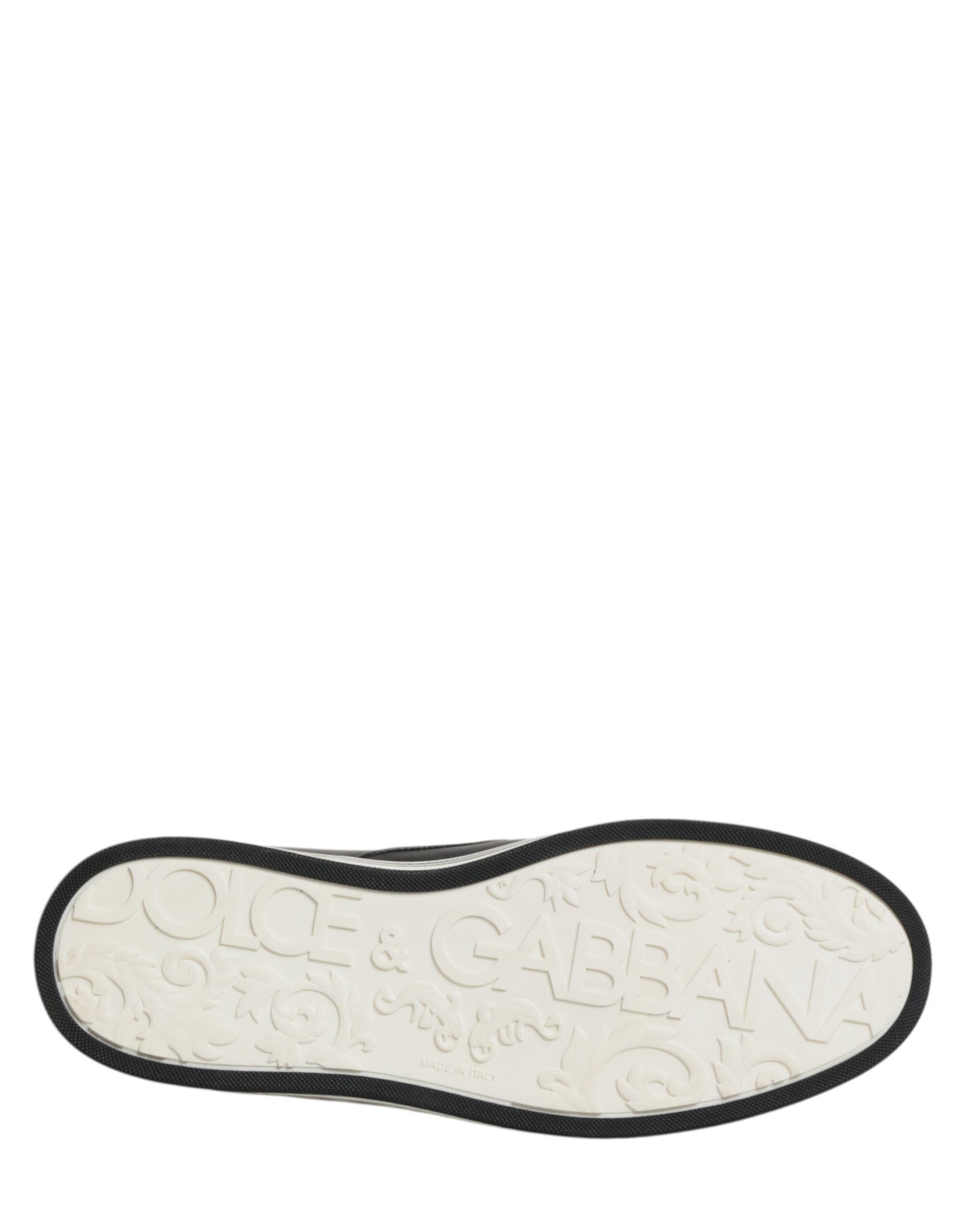 Dolce & Gabbana Black Leather Signature Figures Sneakers