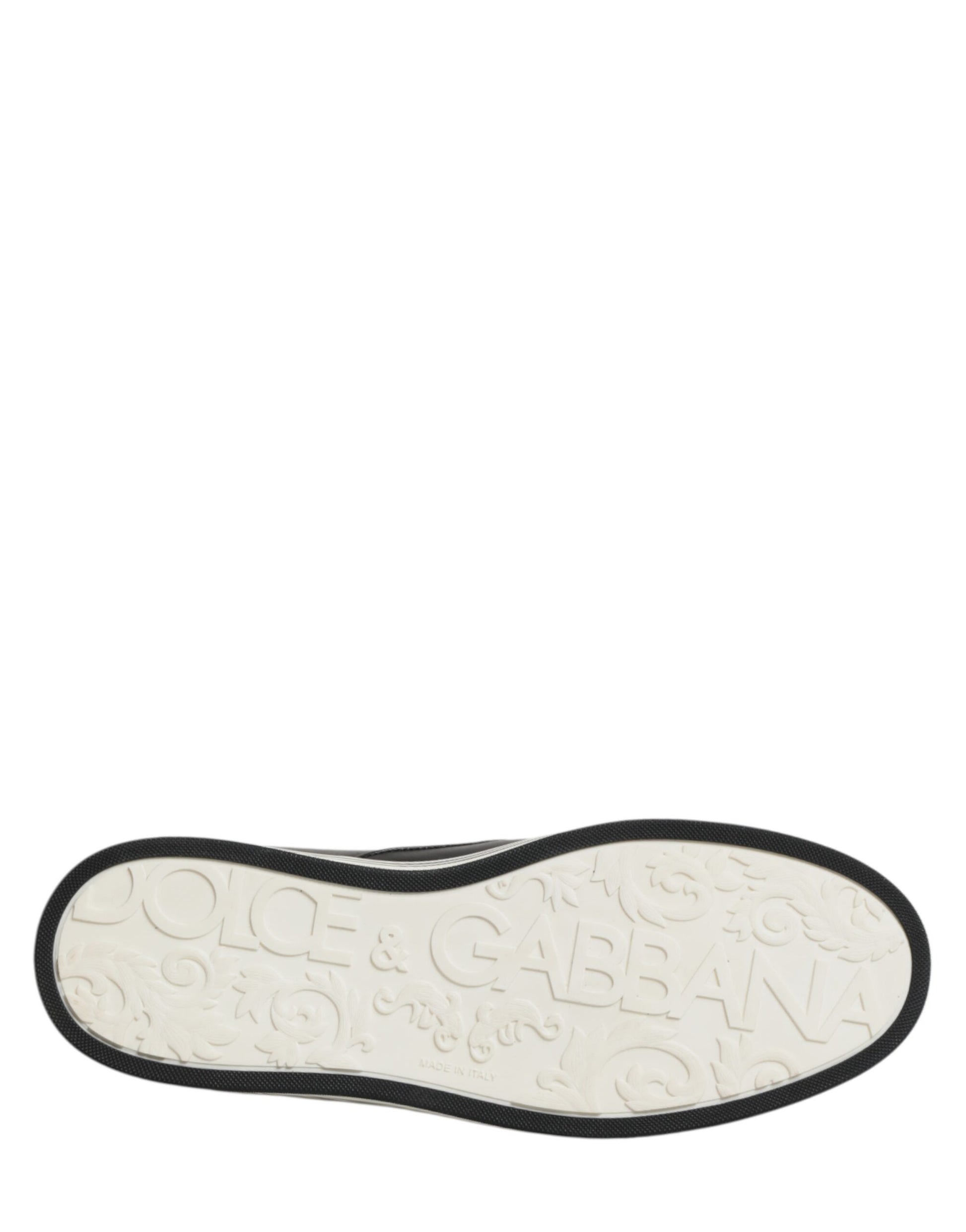 Dolce & Gabbana Black Leather Signature Figures Sneakers