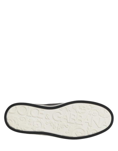 Dolce & Gabbana Black Leather Signature Figures Sneakers