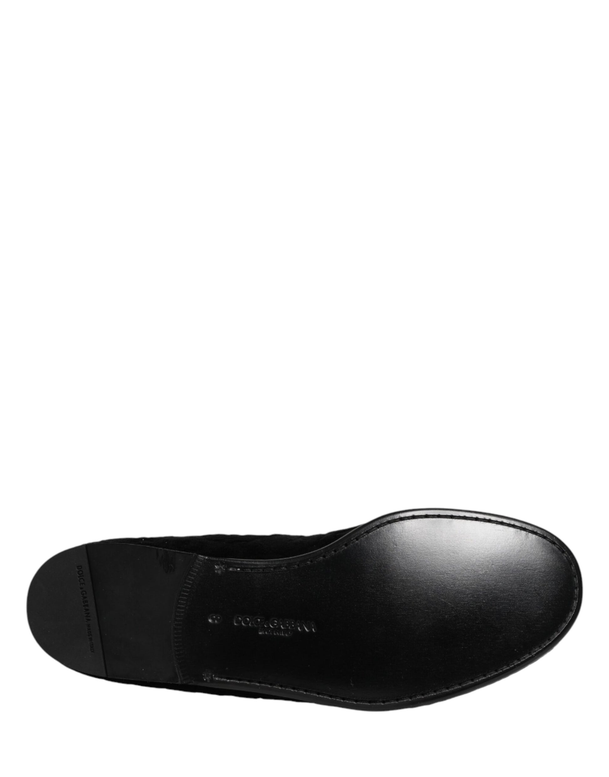 Dolce & Gabbana Black Velvet Slip On Loafers for Men