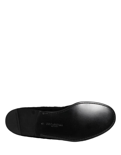Dolce & Gabbana Black Velvet Slip On Loafers for Men