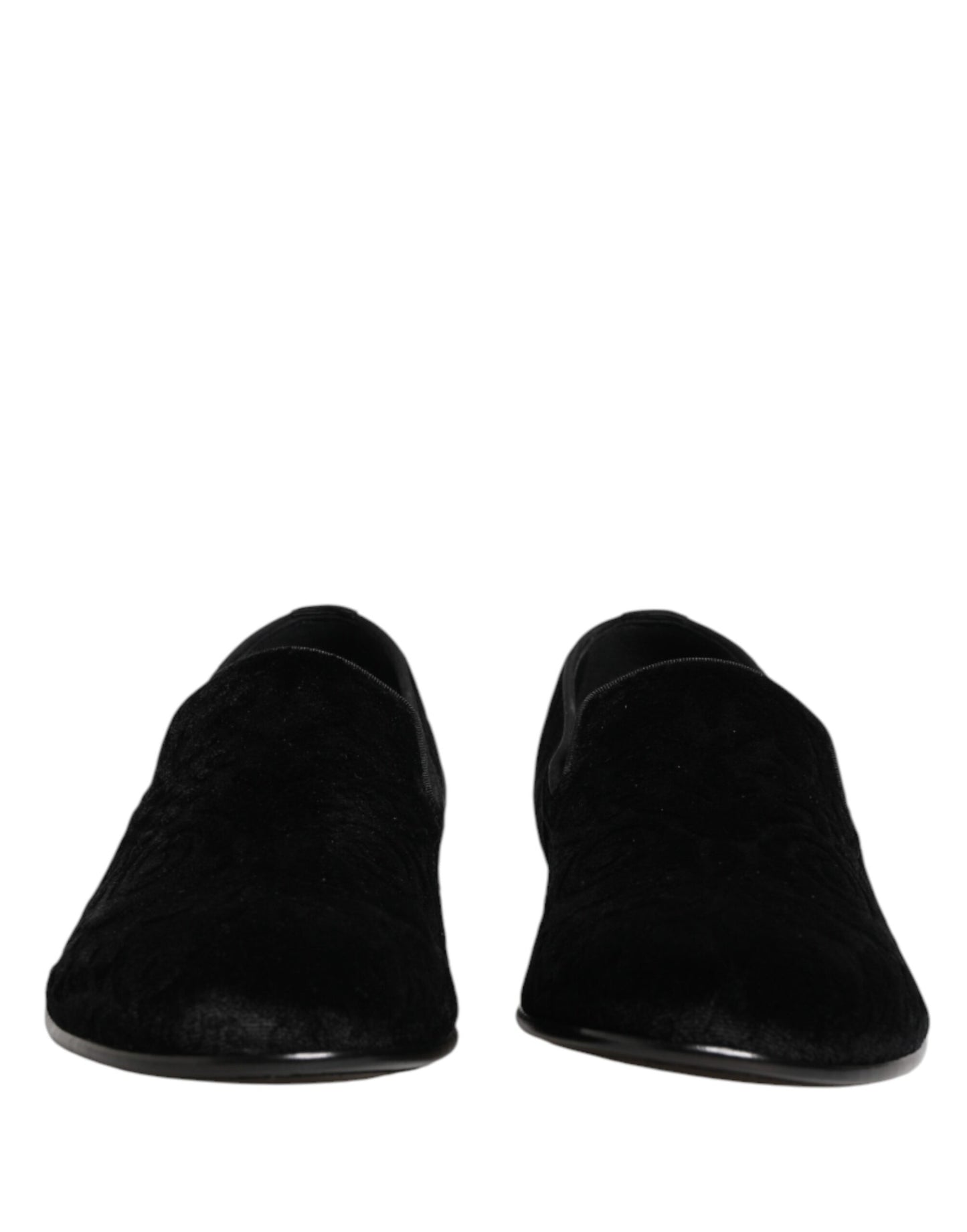Dolce & Gabbana Black Velvet Slip On Loafers for Men