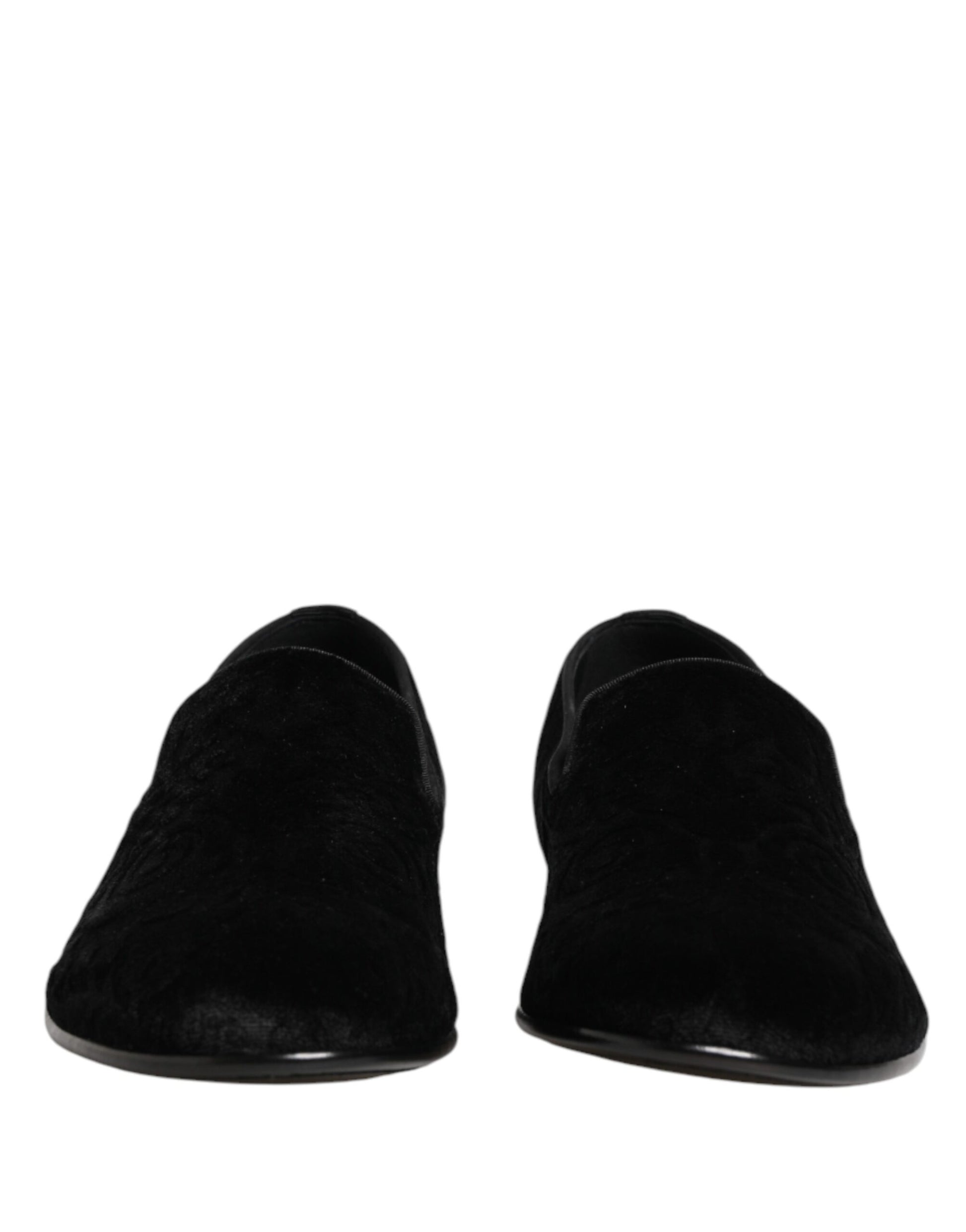 Dolce & Gabbana Black Velvet Slip On Loafers for Men