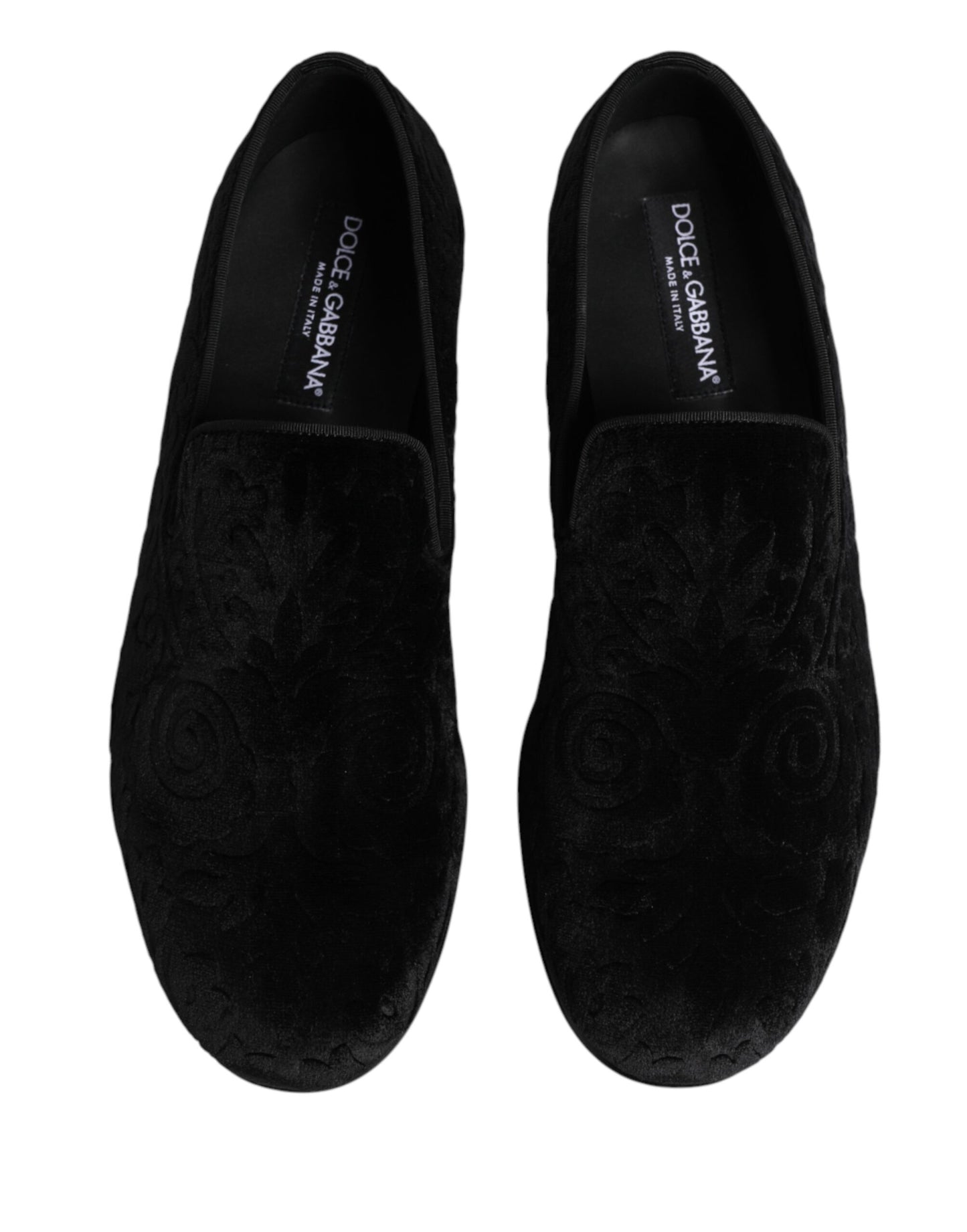 Dolce & Gabbana Black Velvet Slip On Loafers for Men