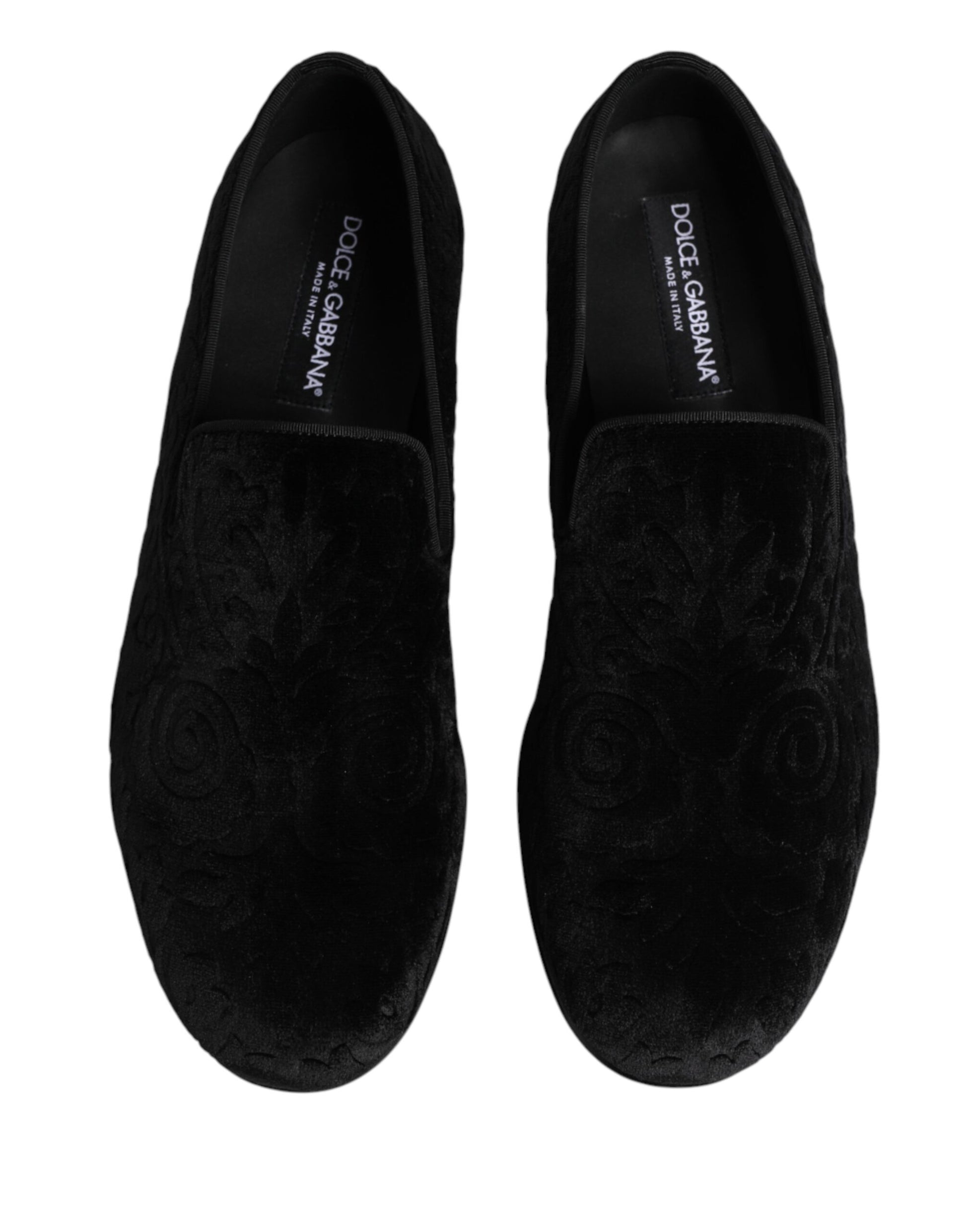 Dolce & Gabbana Black Velvet Slip On Loafers for Men