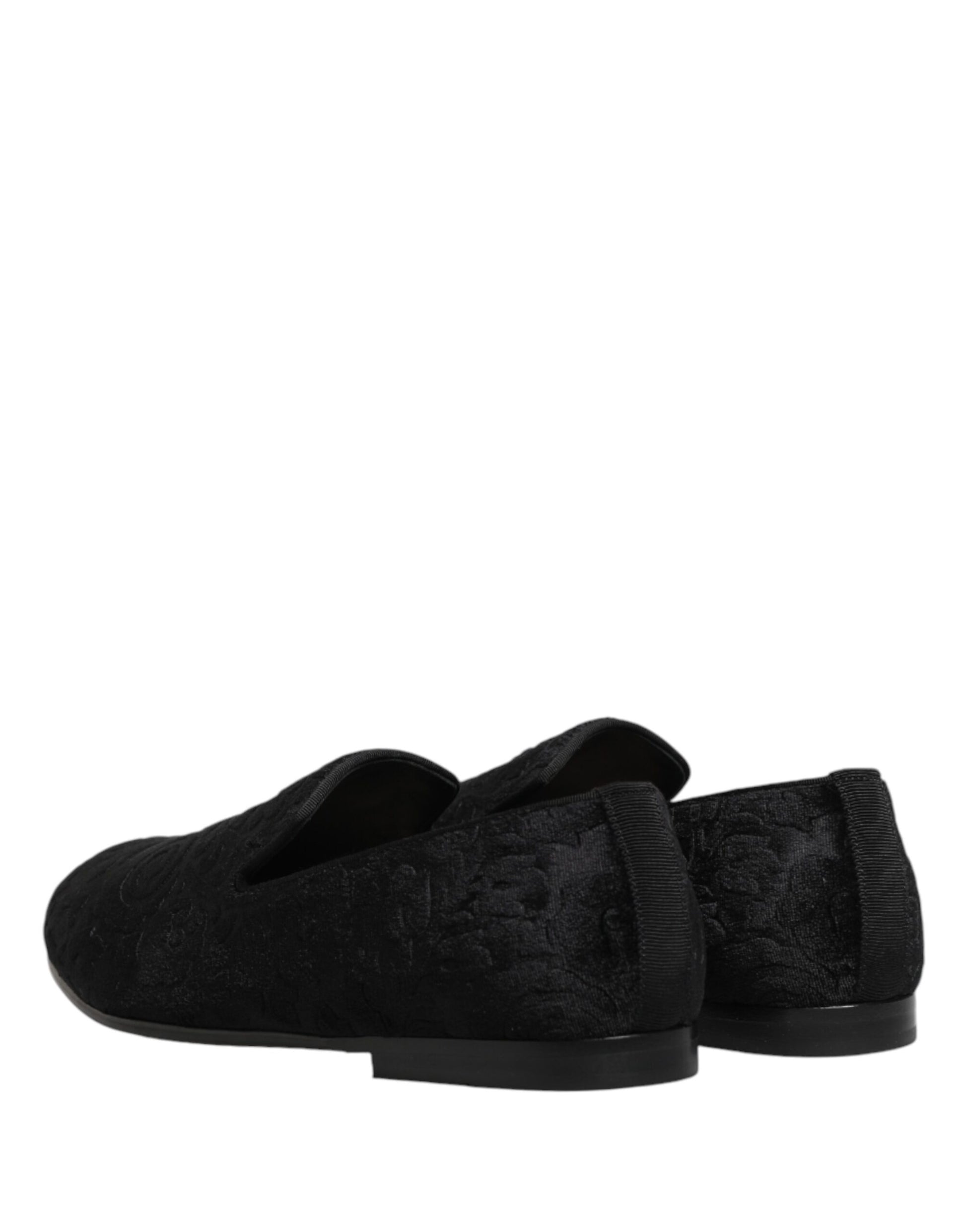 Dolce & Gabbana Black Velvet Slip On Loafers for Men