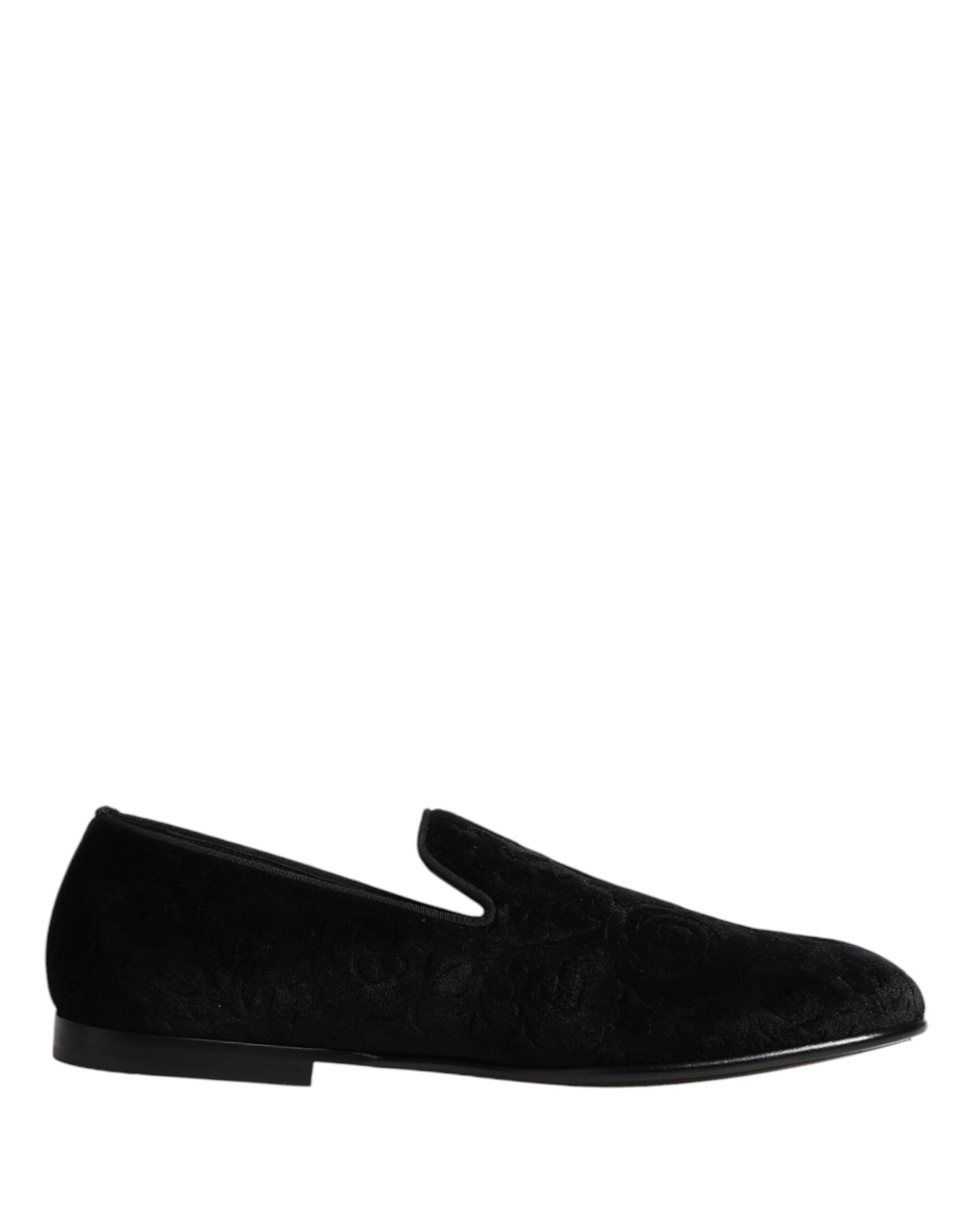 Dolce & Gabbana Black Velvet Slip On Loafers for Men