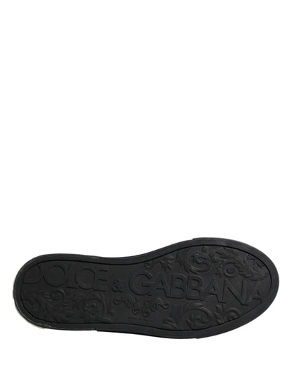 Dolce & Gabbana Blue Canvas Embellished Slip On Men Sneakers Shoes