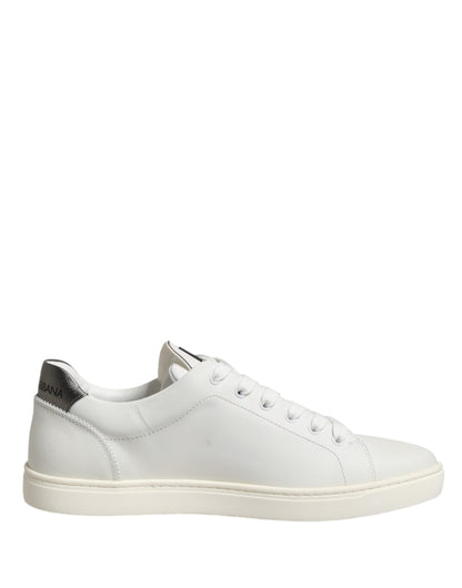 Dolce & Gabbana White Leather Sacred Heart Patch Sneakers