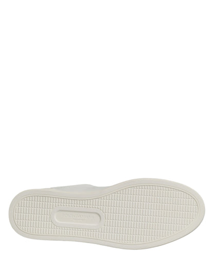 Dolce & Gabbana White Leather Sacred Heart Patch Sneakers