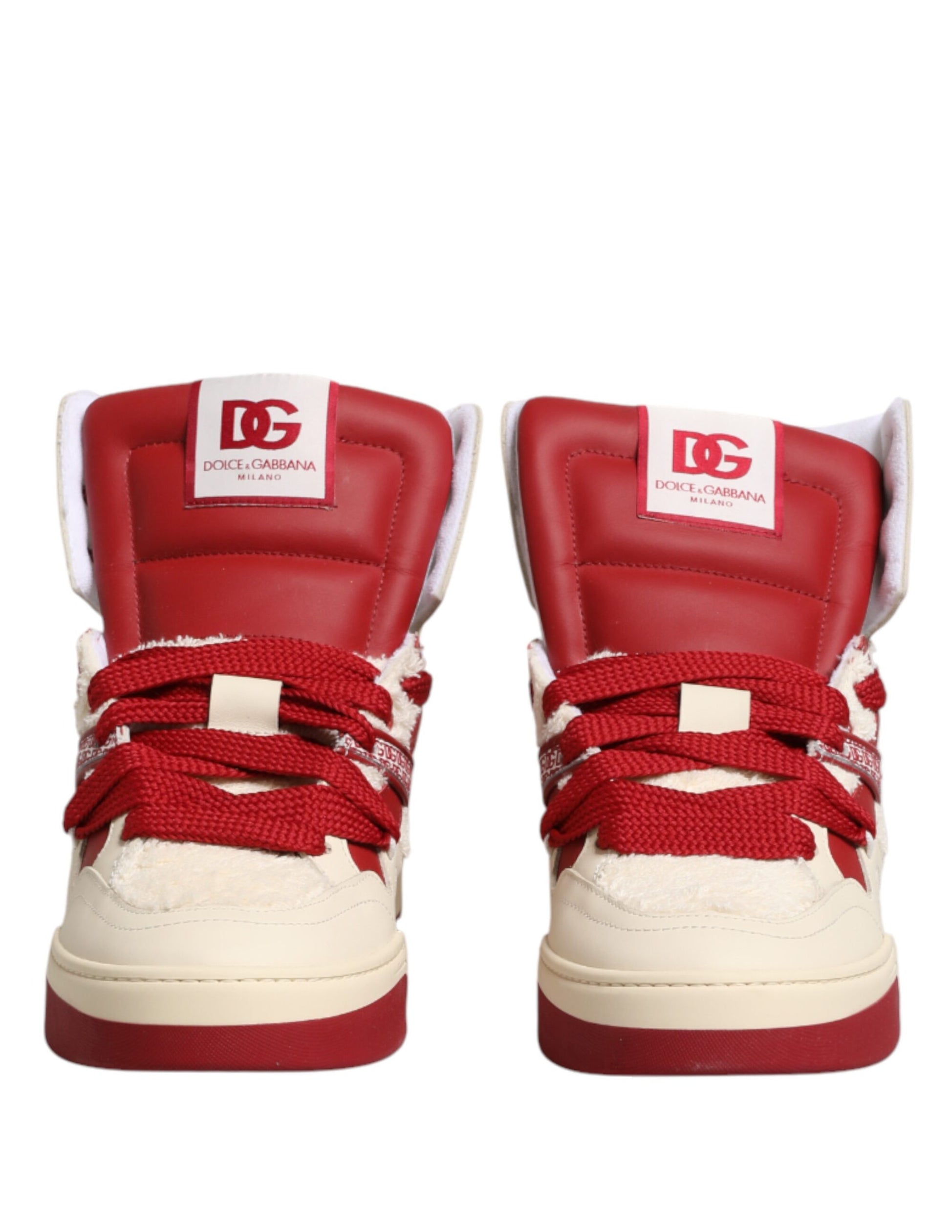Dolce & Gabbana White & Red Custom 2.Zero High Top Men's Sneakers