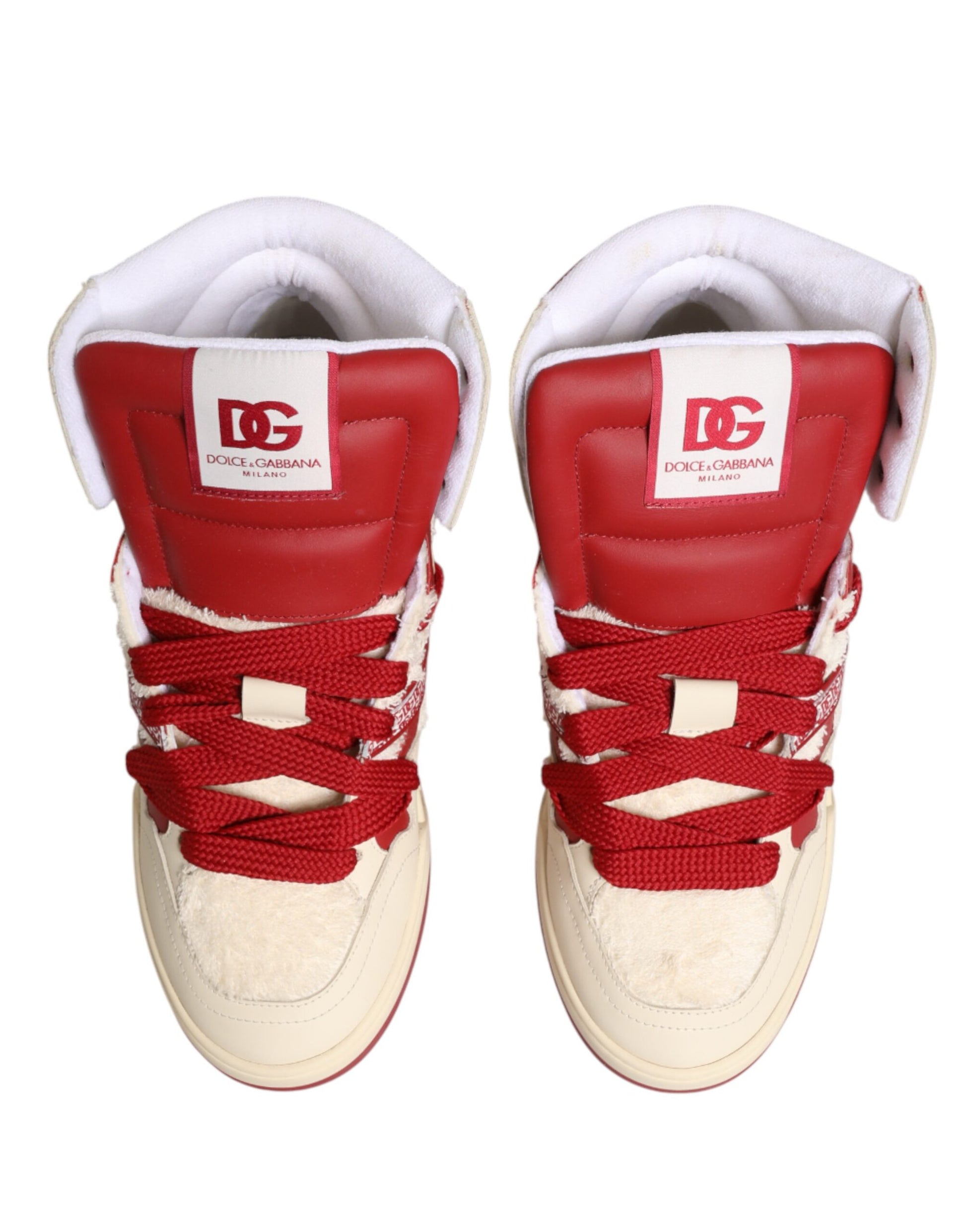 Dolce & Gabbana White & Red Custom 2.Zero High Top Men's Sneakers