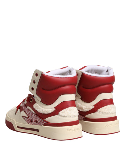 Dolce & Gabbana White & Red Custom 2.Zero High Top Men's Sneakers