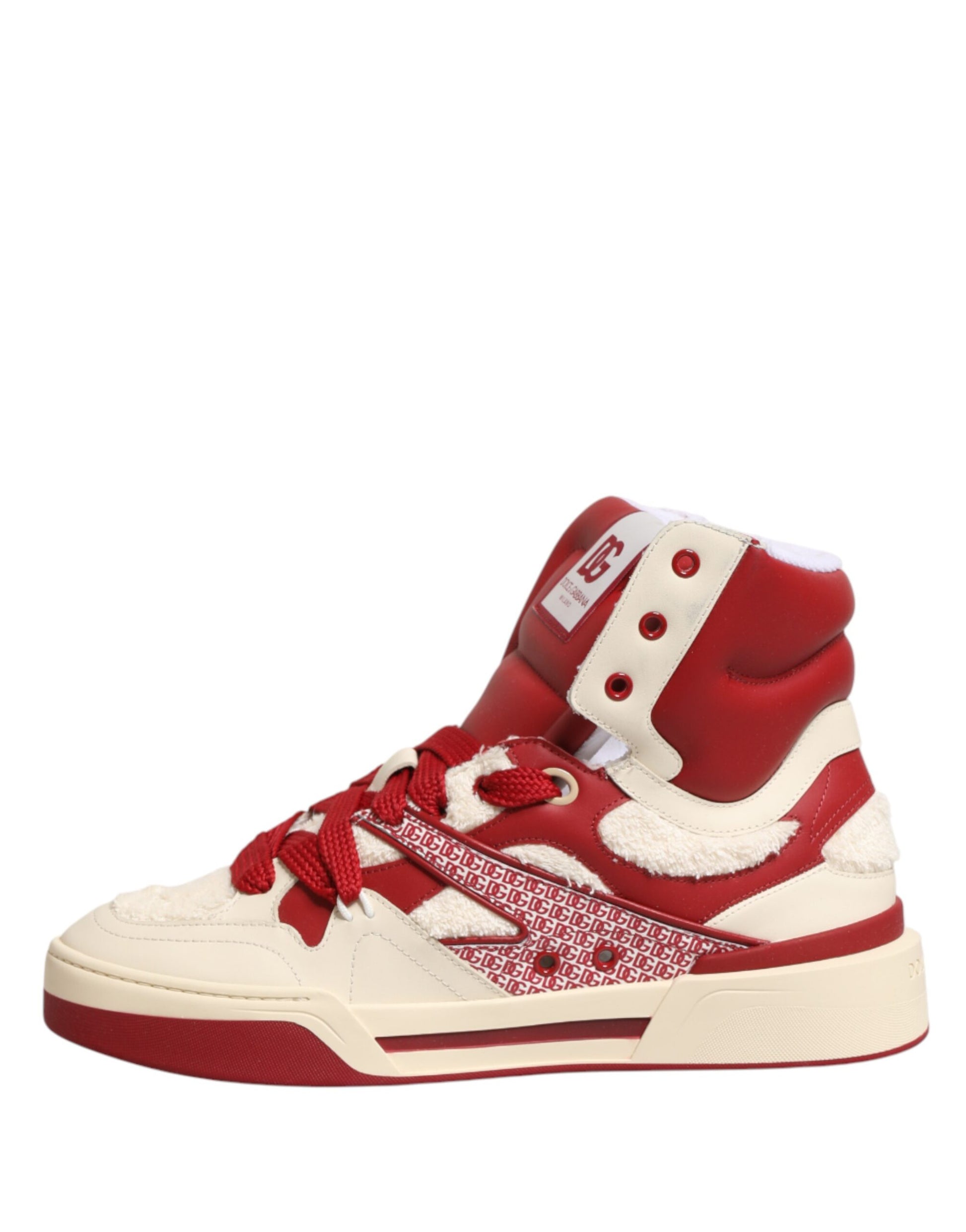 Dolce & Gabbana White & Red Custom 2.Zero High Top Men's Sneakers