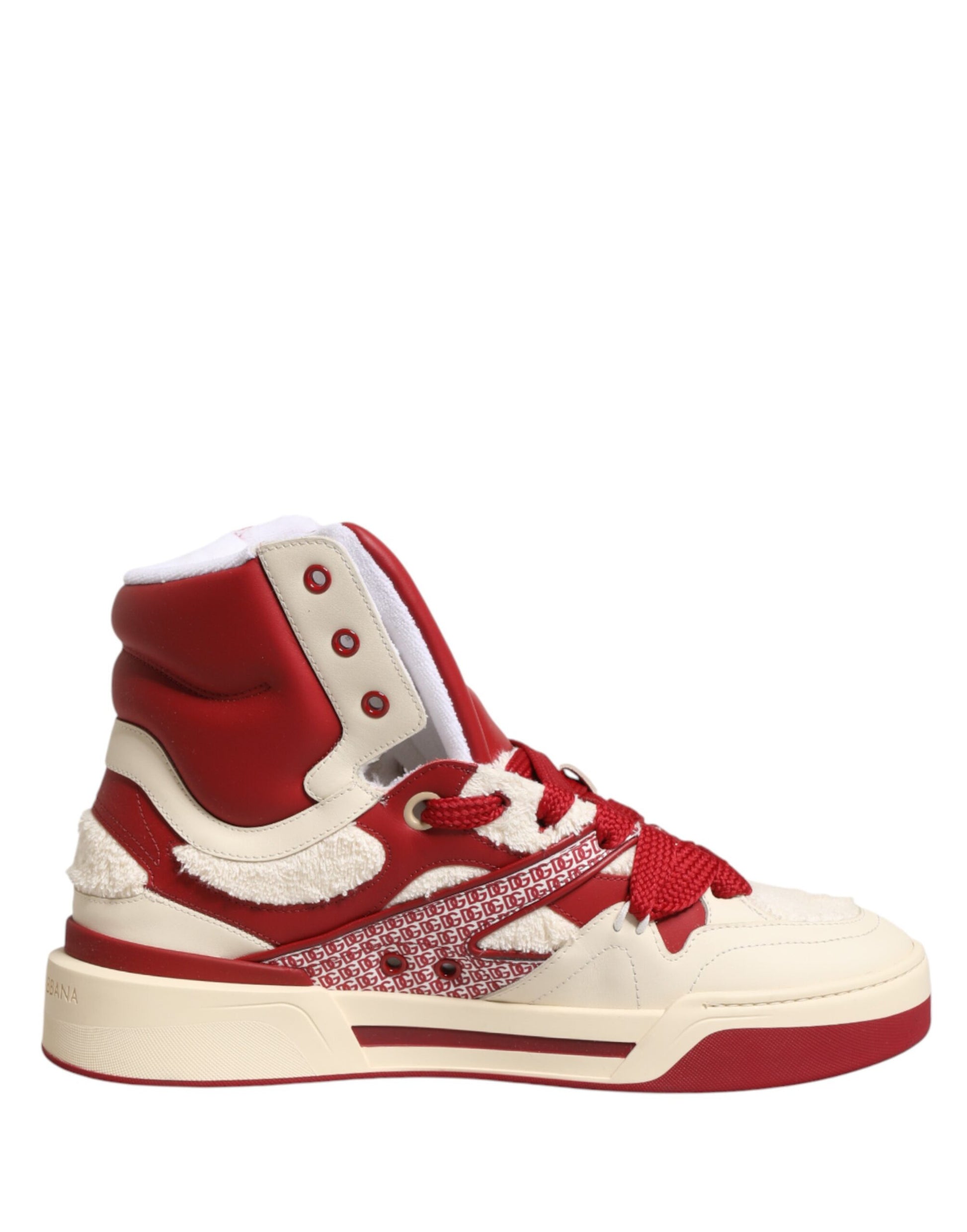Dolce & Gabbana White & Red Custom 2.Zero High Top Men's Sneakers
