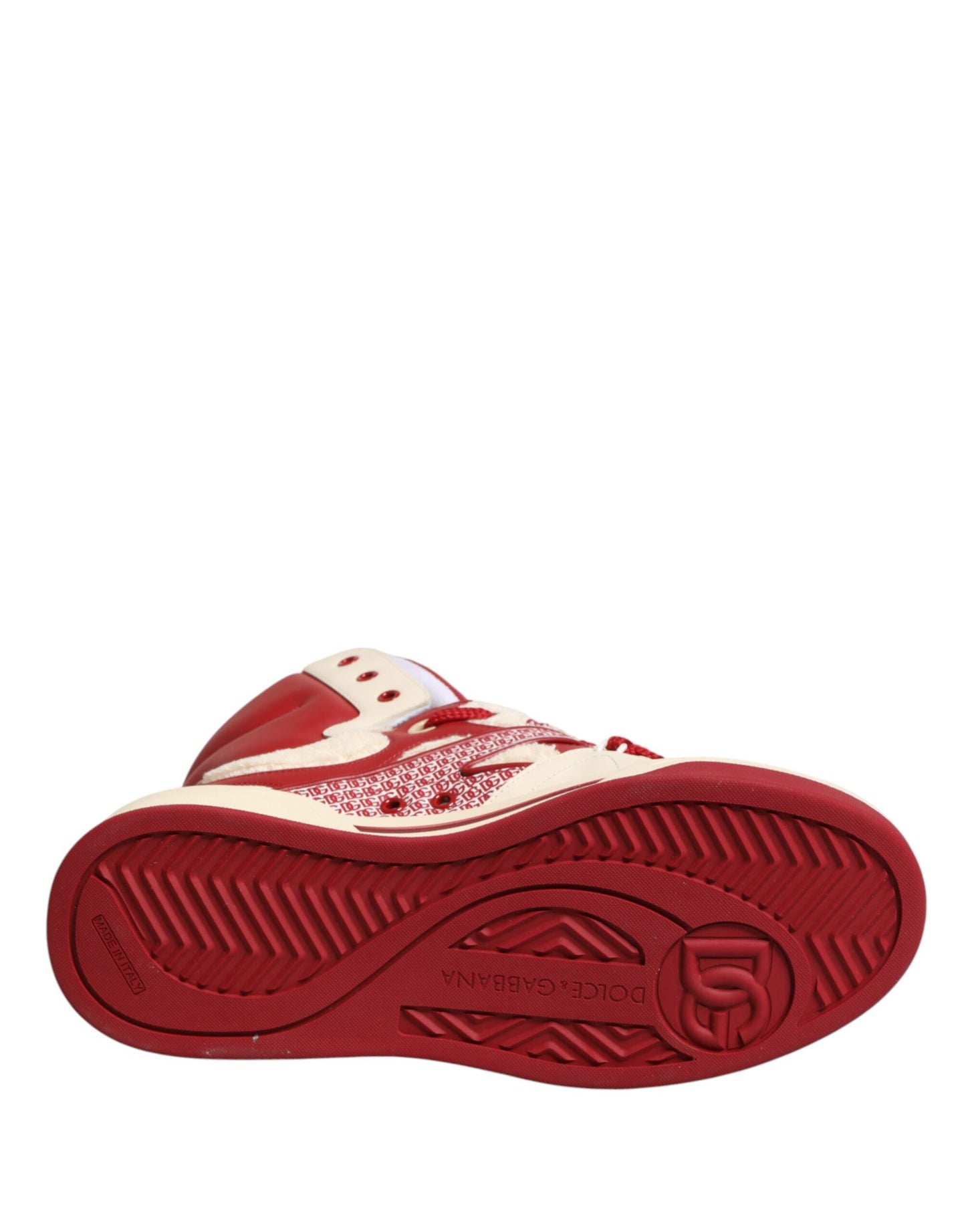Dolce & Gabbana White & Red Custom 2.Zero High Top Men's Sneakers