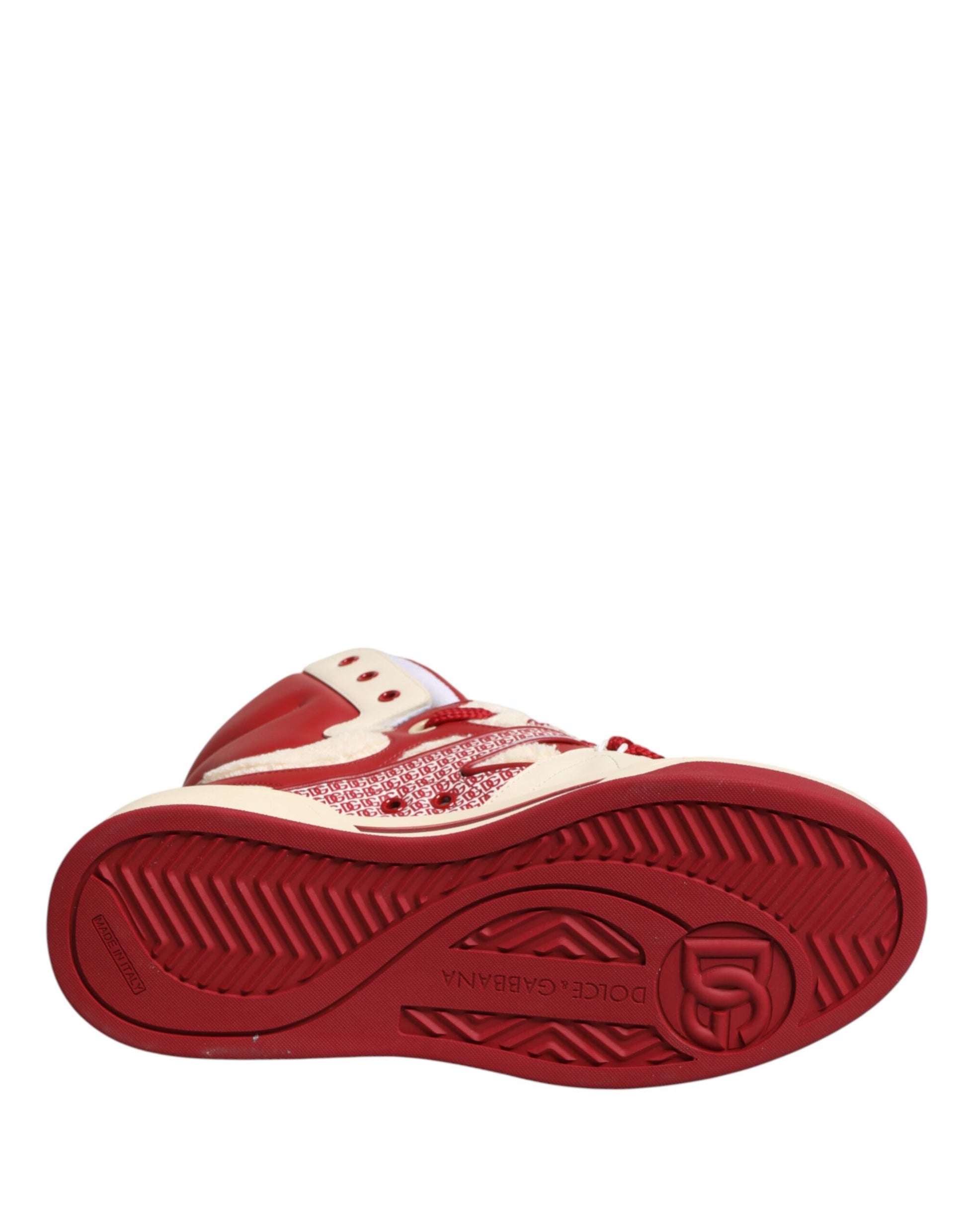 Dolce & Gabbana White & Red Custom 2.Zero High Top Men's Sneakers