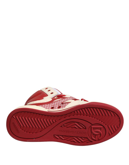 Dolce & Gabbana White & Red Custom 2.Zero High Top Men's Sneakers