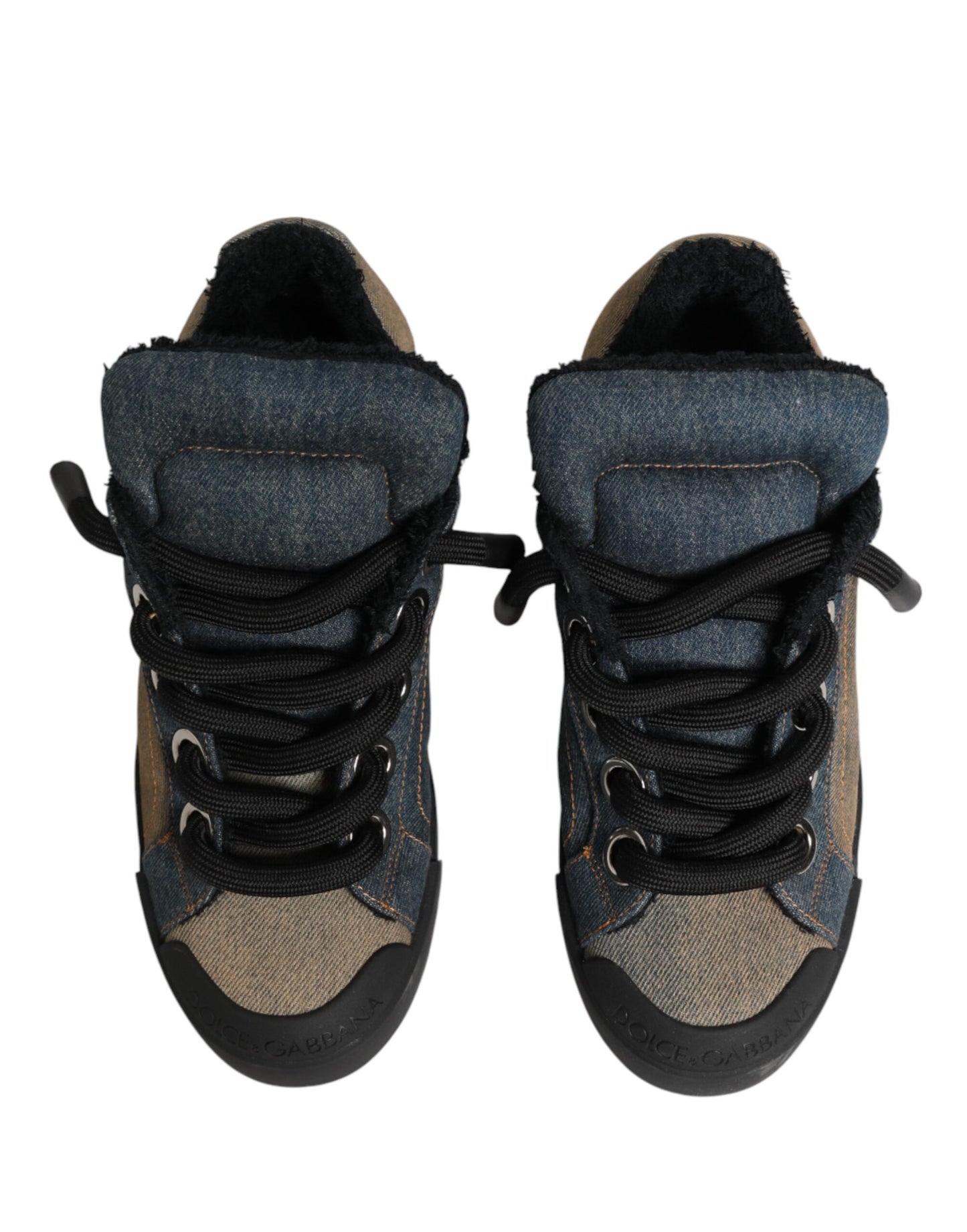 Dolce & Gabbana Multicolor Color Block Denim Low Top Sneakers