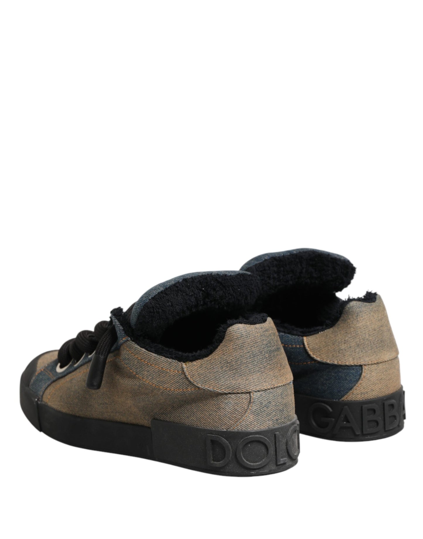 Dolce & Gabbana Multicolor Color Block Denim Low Top Sneakers