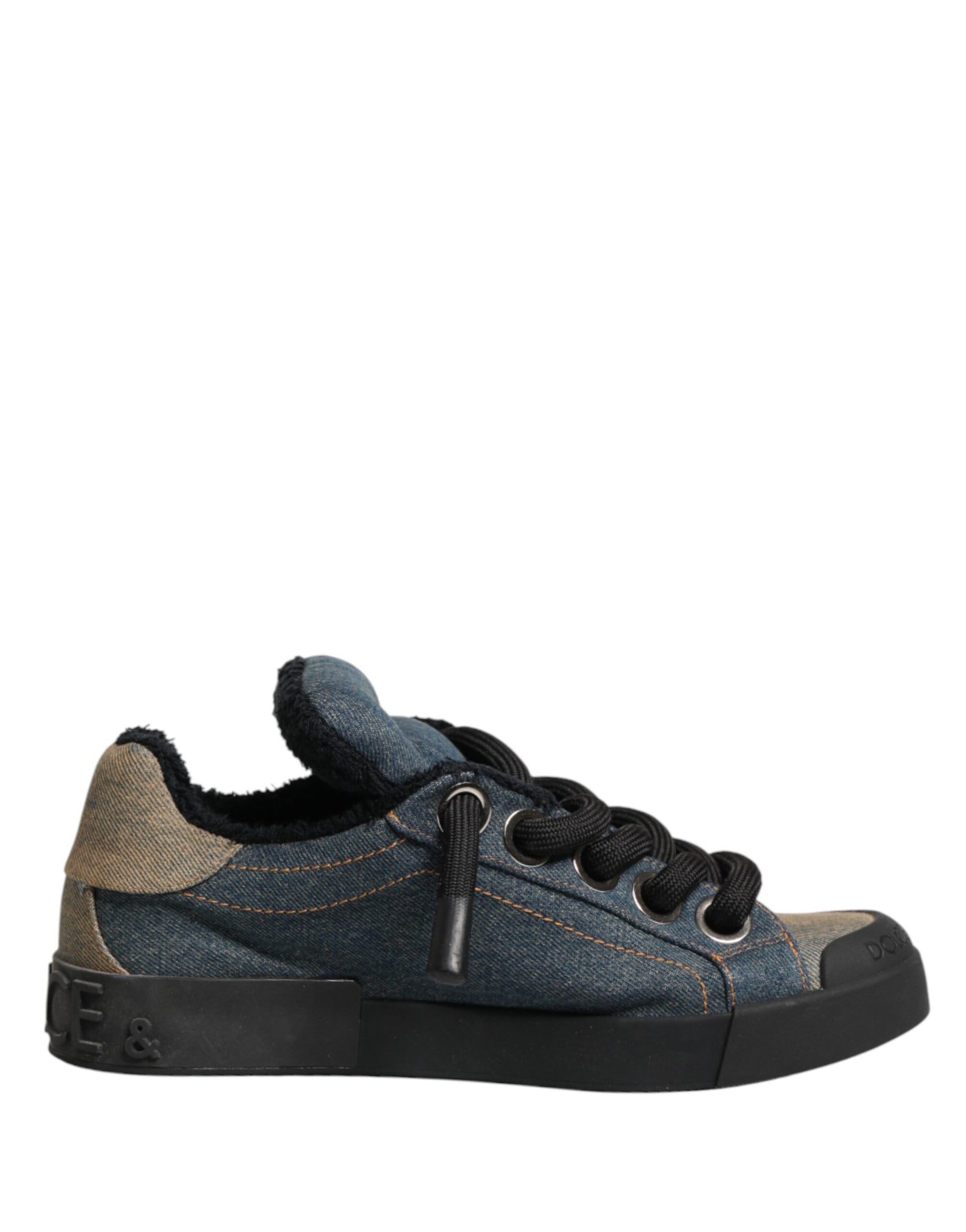 Dolce & Gabbana Multicolor Color Block Denim Low Top Sneakers