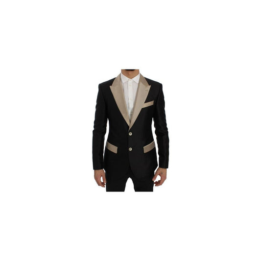 Dolce & Gabbana Black & Gold Silk Blazer Jacket
