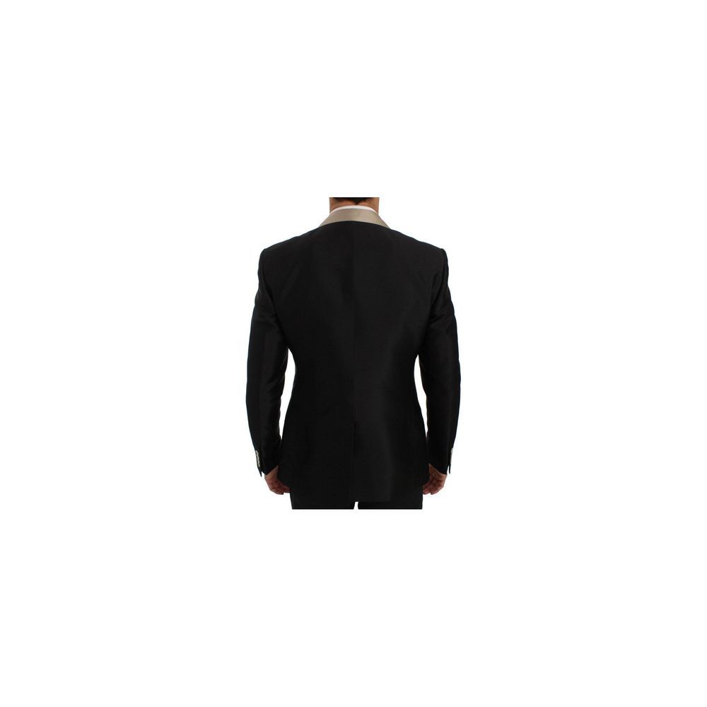 Dolce & Gabbana Black & Gold Silk Blazer Jacket