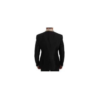 Dolce & Gabbana Black & Gold Silk Blazer Jacket