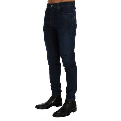 Frankie Morello Blue Cotton Slim Fit Jeans