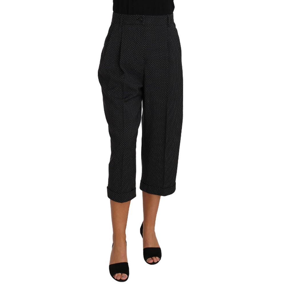 Dolce & Gabbana Black Cropped Polka Dot Trousers for Women