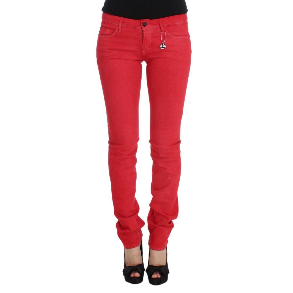 Costume National Red Cotton Skinny Jeans