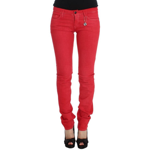 Costume National Red Cotton Skinny Jeans