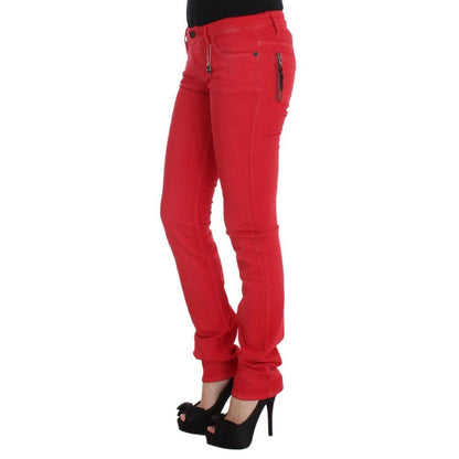 Costume National Red Cotton Skinny Jeans